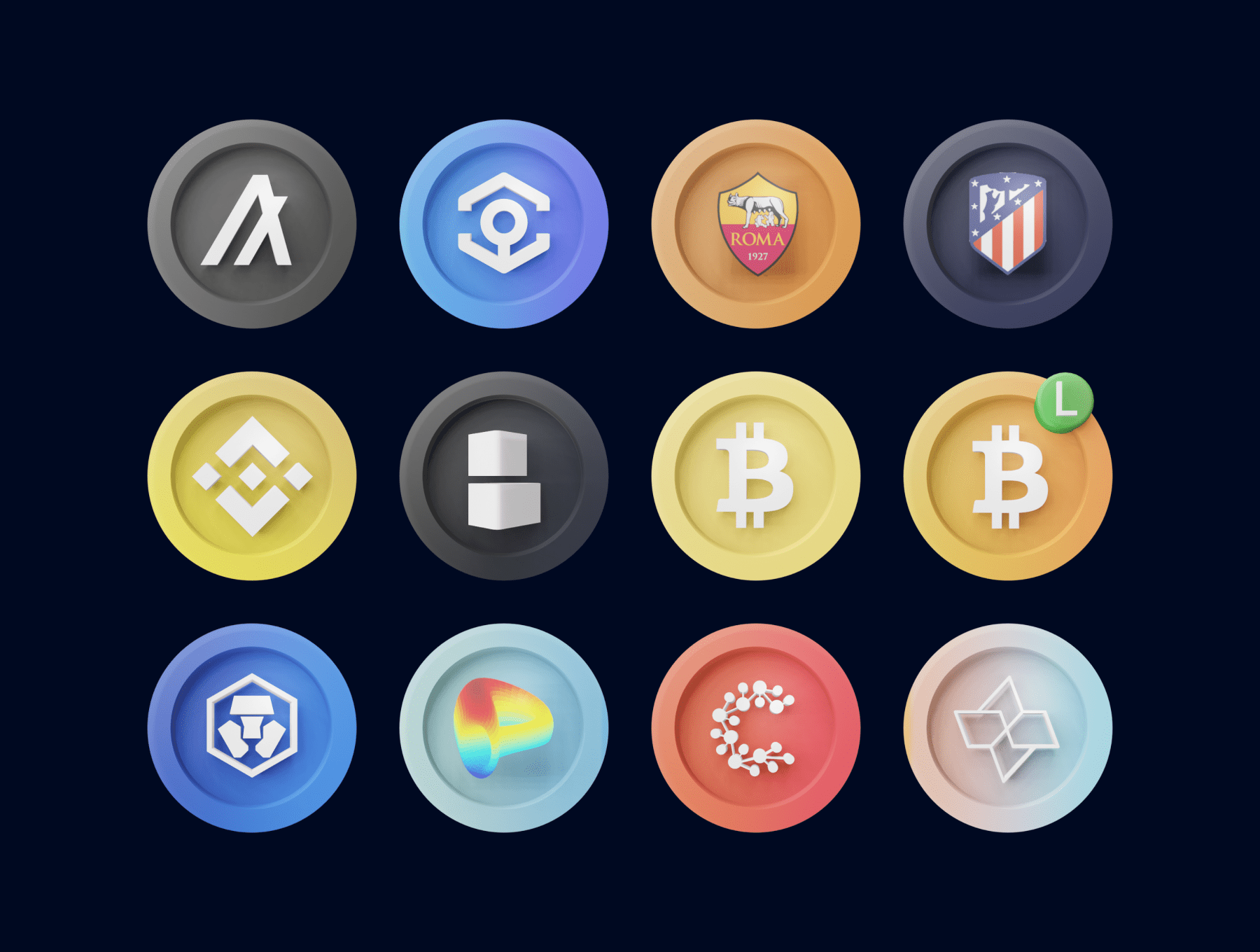 105个3D加密货币主题图标徽标素材（Blender）