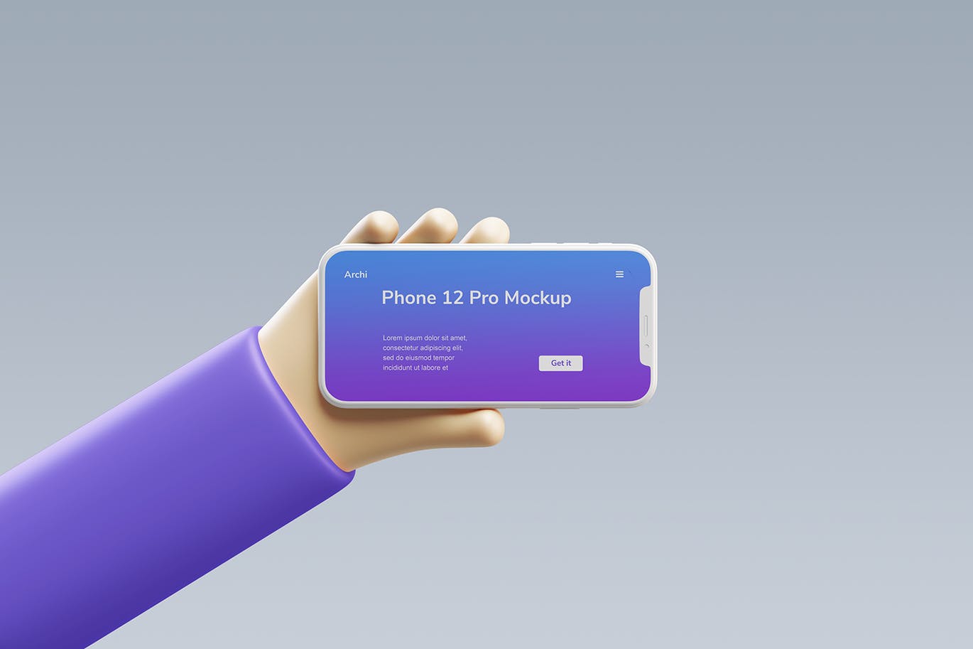 紫色可爱清新手持iPhone手机样机模型素材