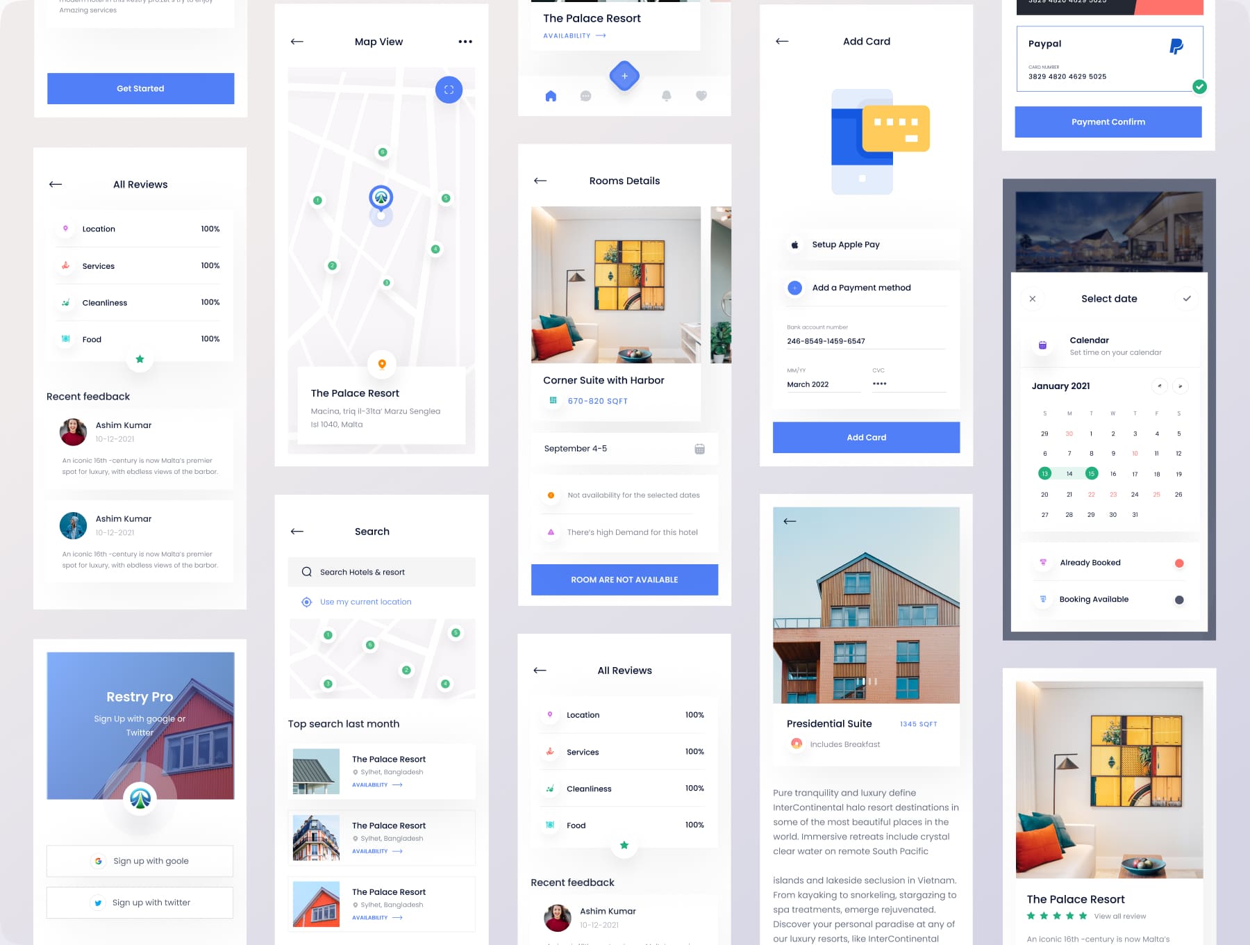 50多个房地产主题卡片风格设计APP UI界面素材