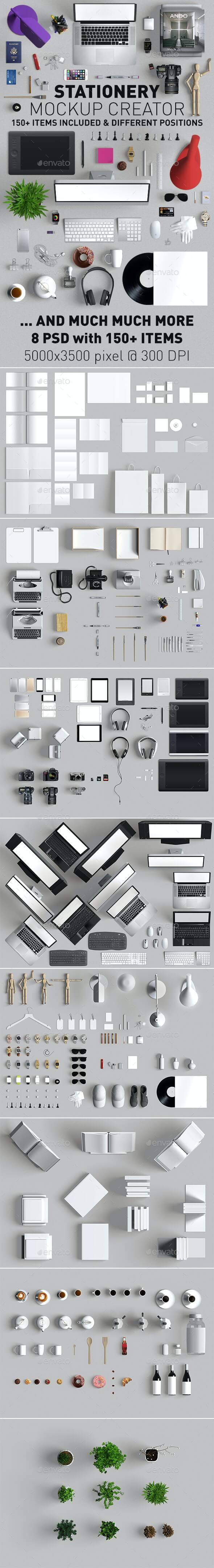 150+品牌文具元素PSD样机素材