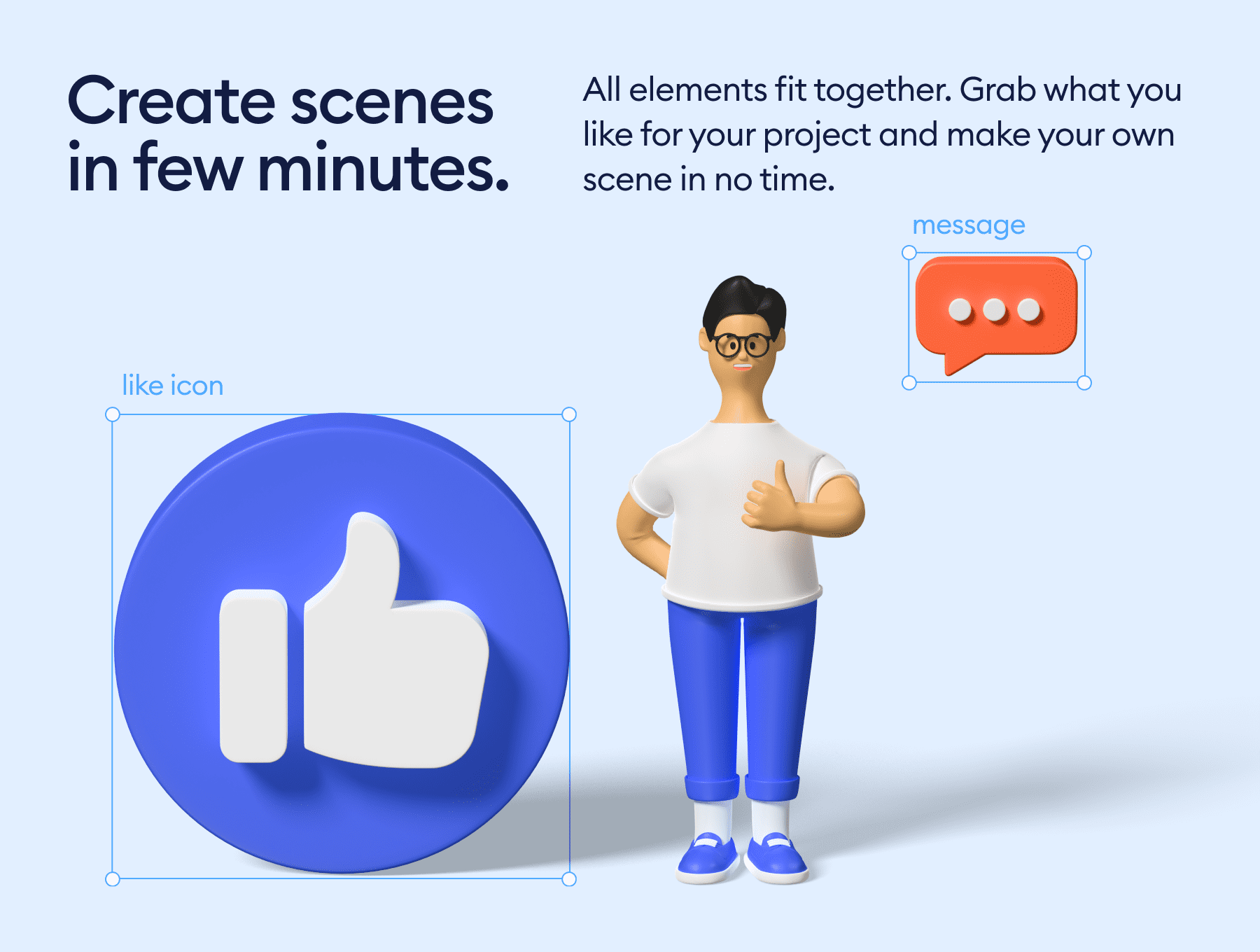250个不同角度元素3D图标Blender素材包