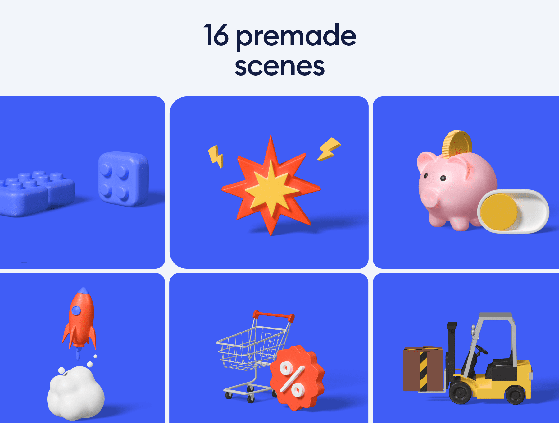 250个不同角度元素3D图标Blender素材包