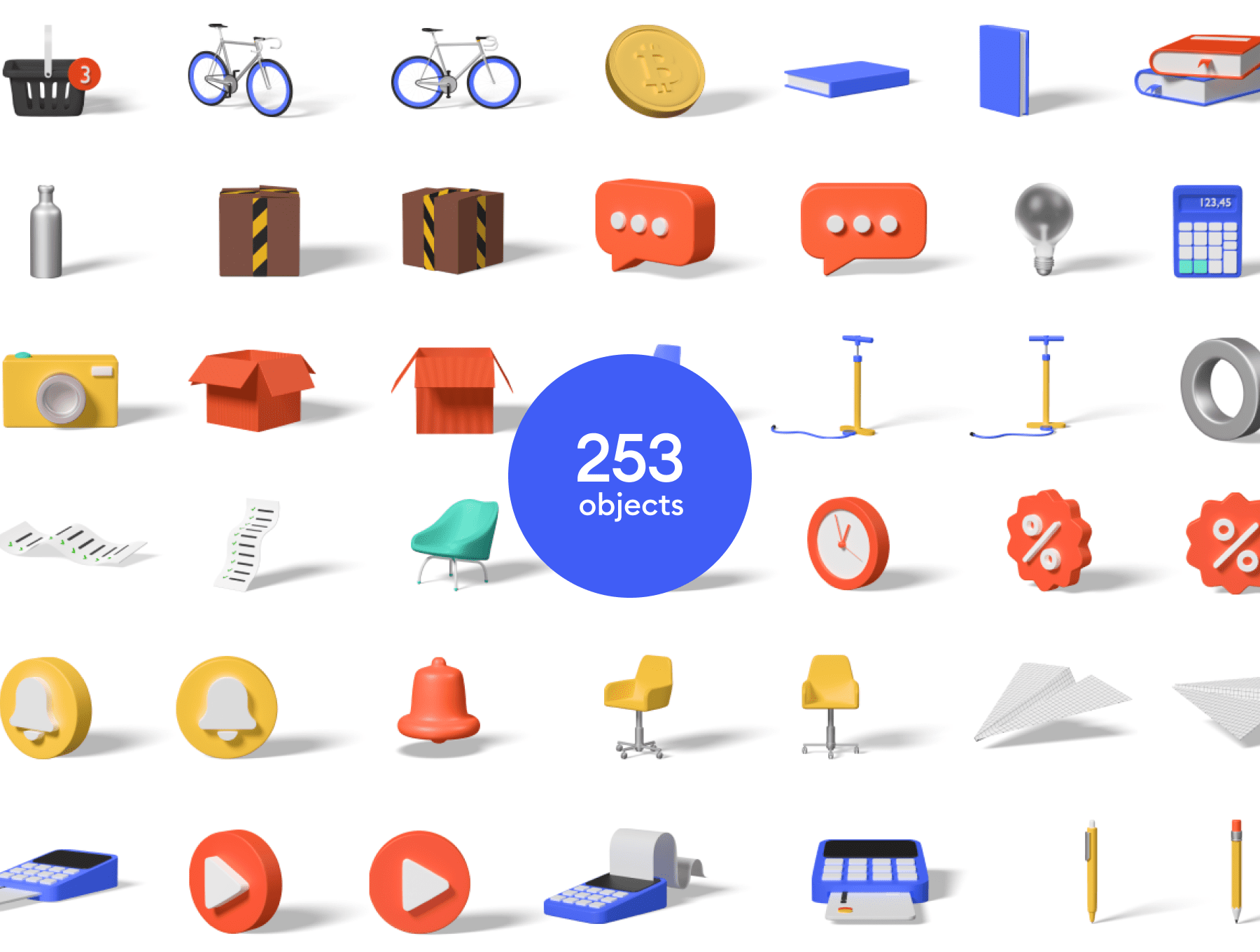 250个不同角度元素3D图标Blender素材包