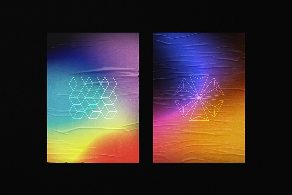 一组非常漂亮的岩浆复古渐变纹理PSD素材