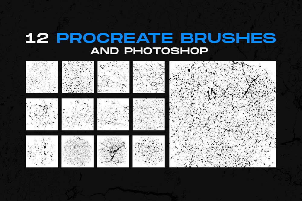 一套复古破裂做旧的纹理图片笔刷素材