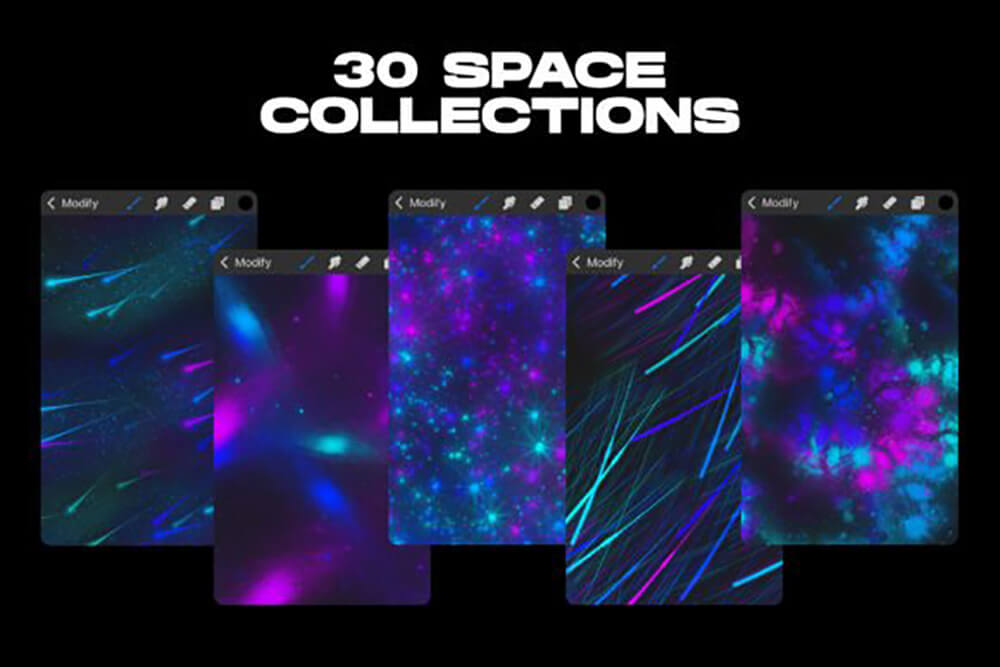 30个太空宇宙元素Procreate笔刷素材