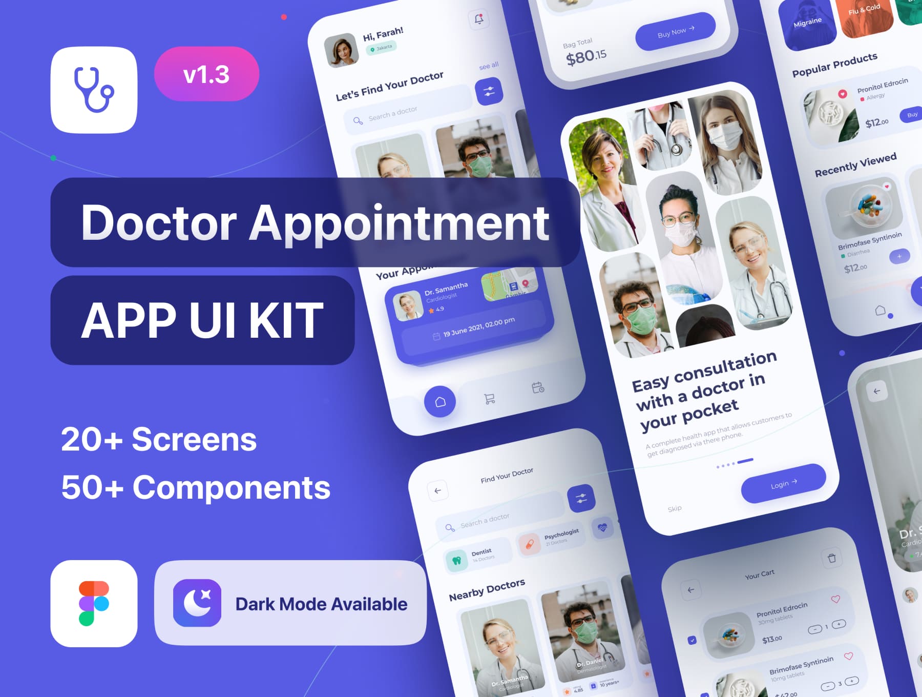 23个在线医生咨询应用APP UI KIT素材（ Figma）