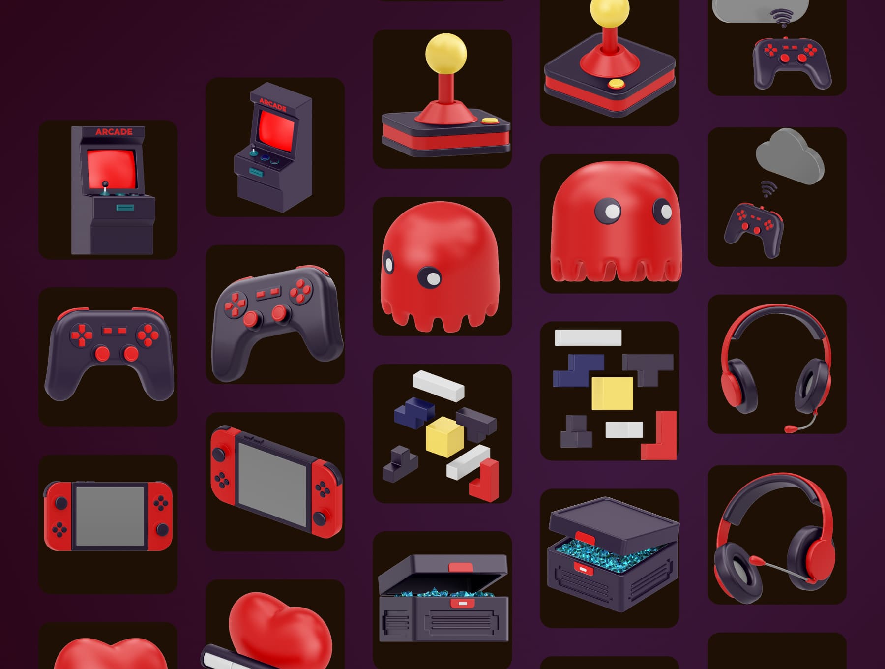 20多个用于网站APP等场景的3D游戏主题图标素材