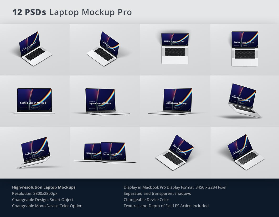 12个专业MacBook Pro UI样机展示PSD素材