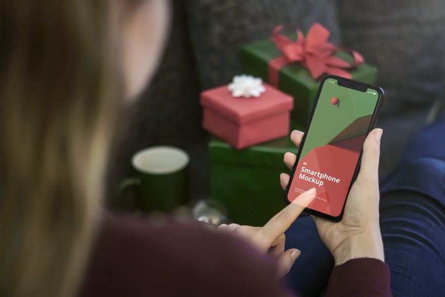 8个圣诞节场景iPhone苹果手机样机素材