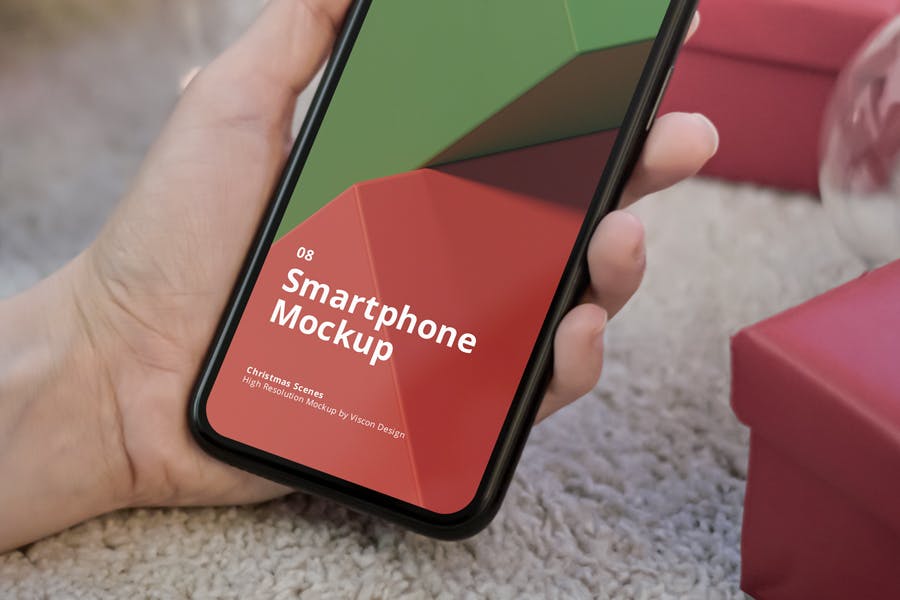 8个圣诞节场景iPhone苹果手机样机素材