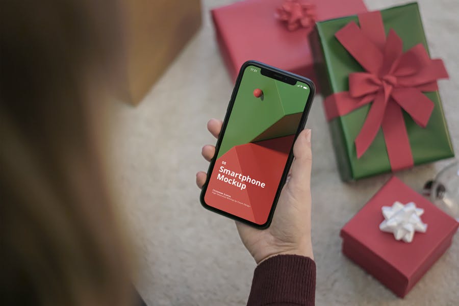 8个圣诞节场景iPhone苹果手机样机素材