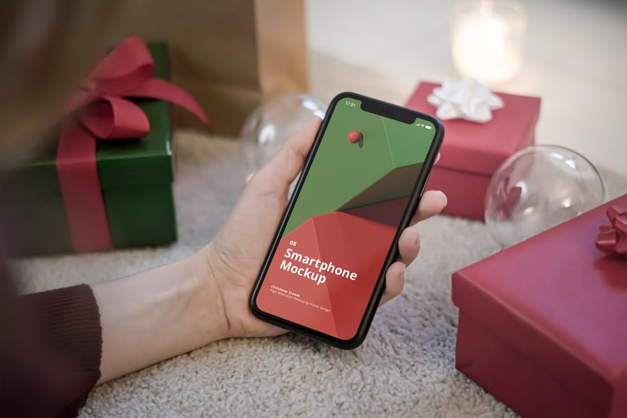 8个圣诞节场景iPhone苹果手机样机素材