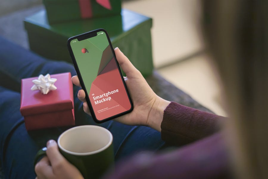 8个圣诞节场景iPhone苹果手机样机素材