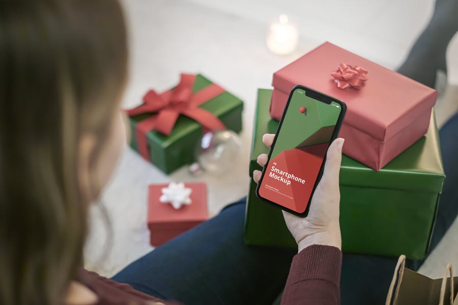 8个圣诞节场景iPhone苹果手机样机素材