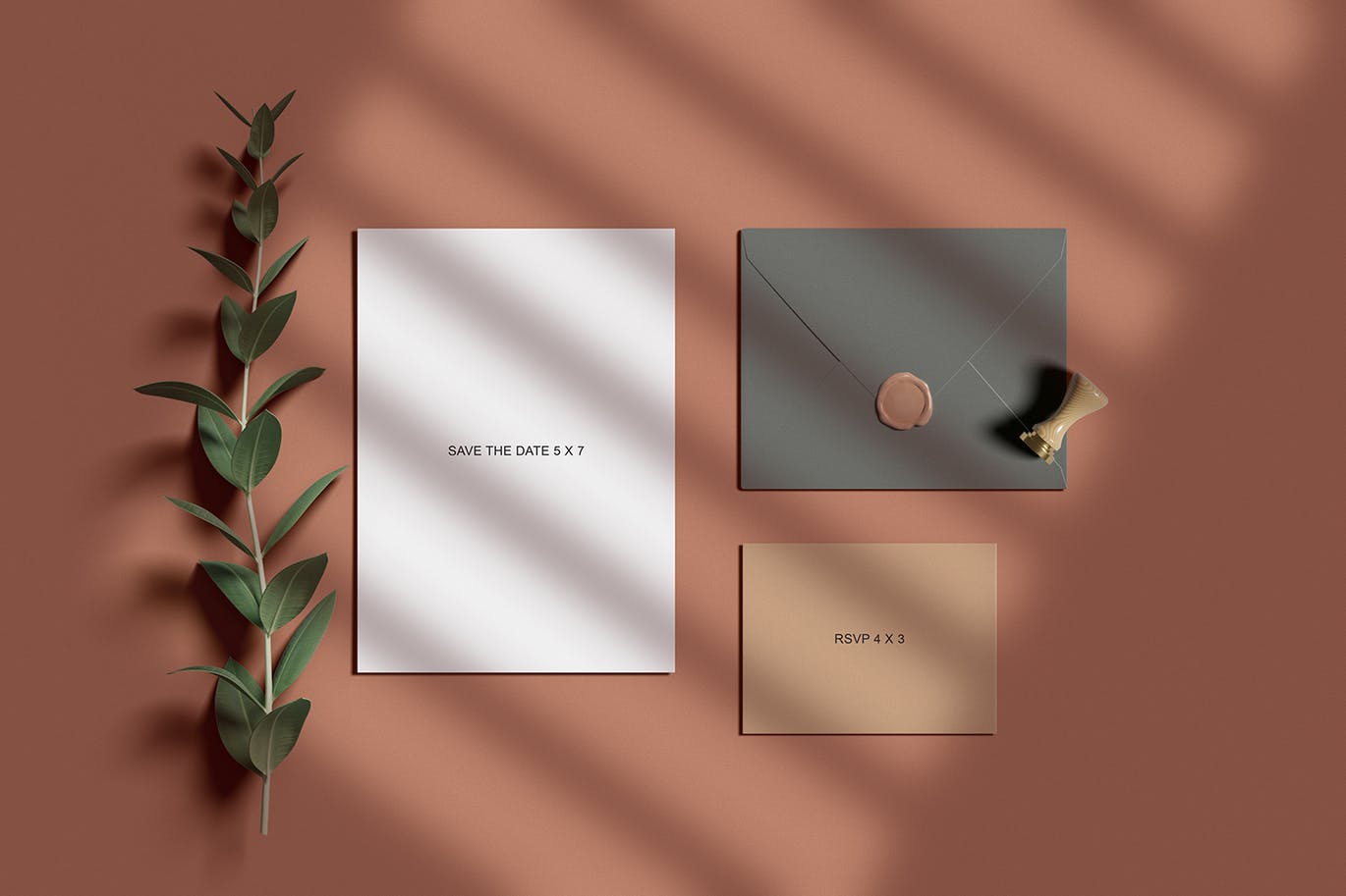 温馨浪漫的婚礼请柬VI设计样机PSD素材包