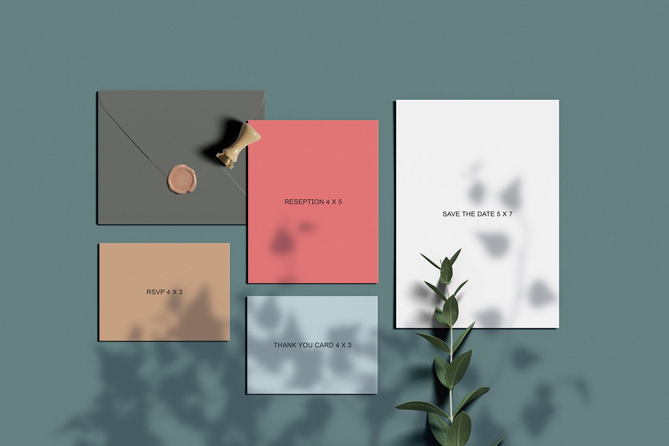 温馨浪漫的婚礼请柬VI设计样机PSD素材包