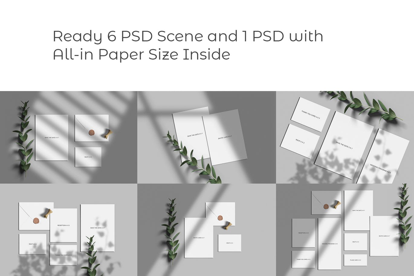 温馨浪漫的婚礼请柬VI设计样机PSD素材包