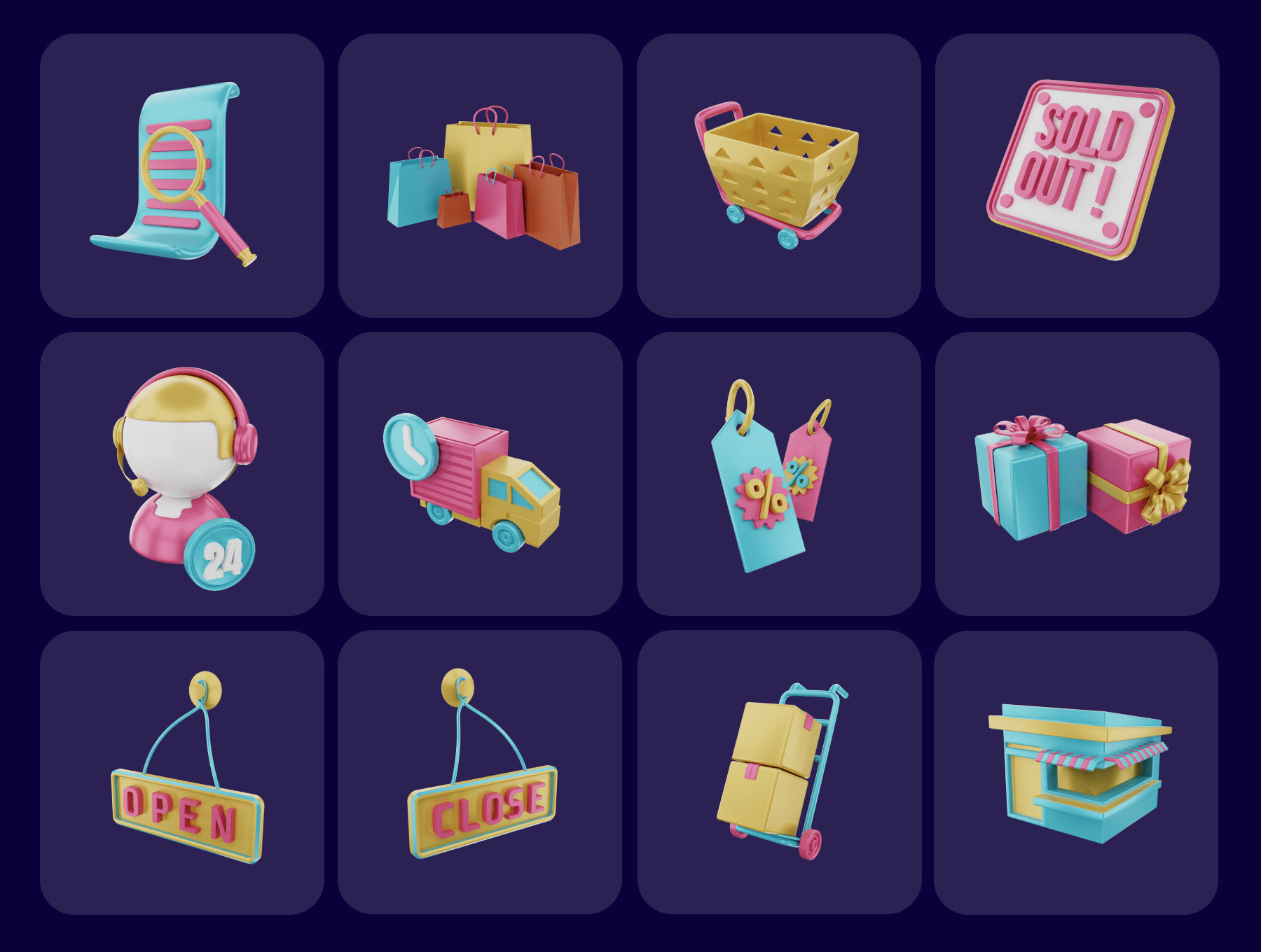 20个电子商务主题3D图标素材