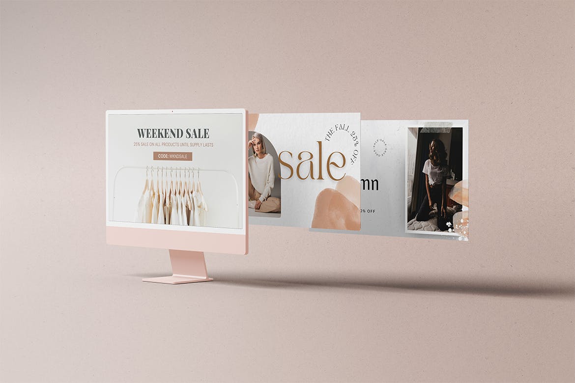 一套电脑屏幕样机PSD素材