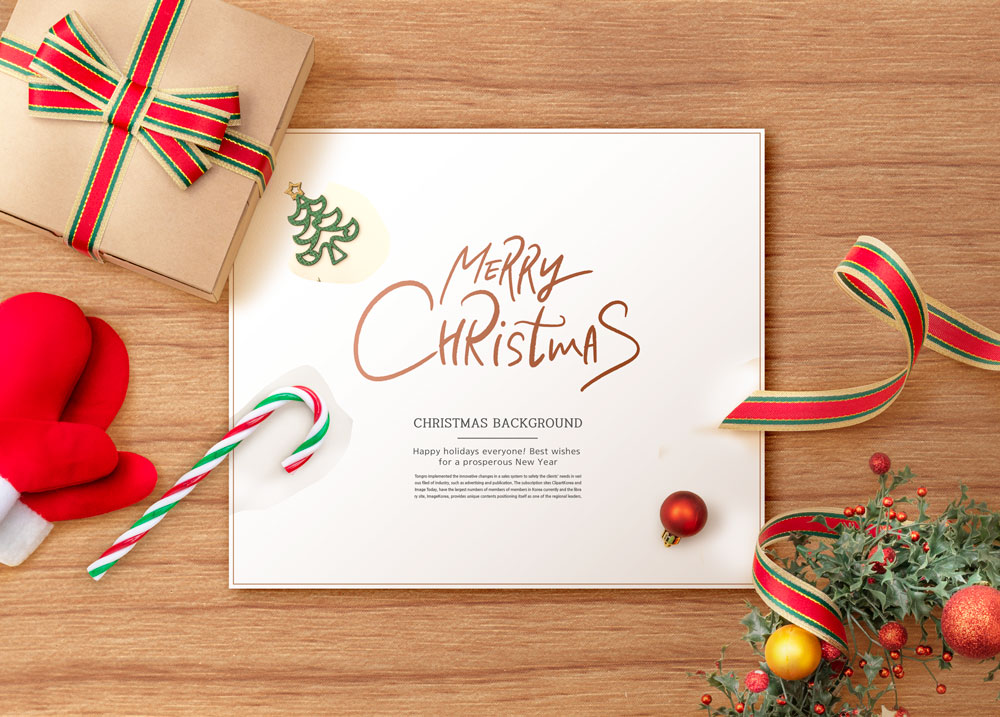 圣诞节主题礼品卡片PSD素材