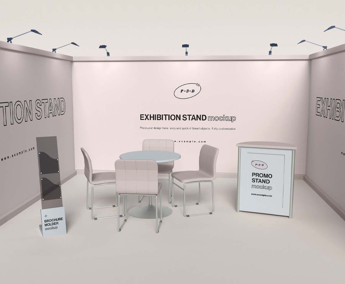 极致简约展厅全景样机PSD模板