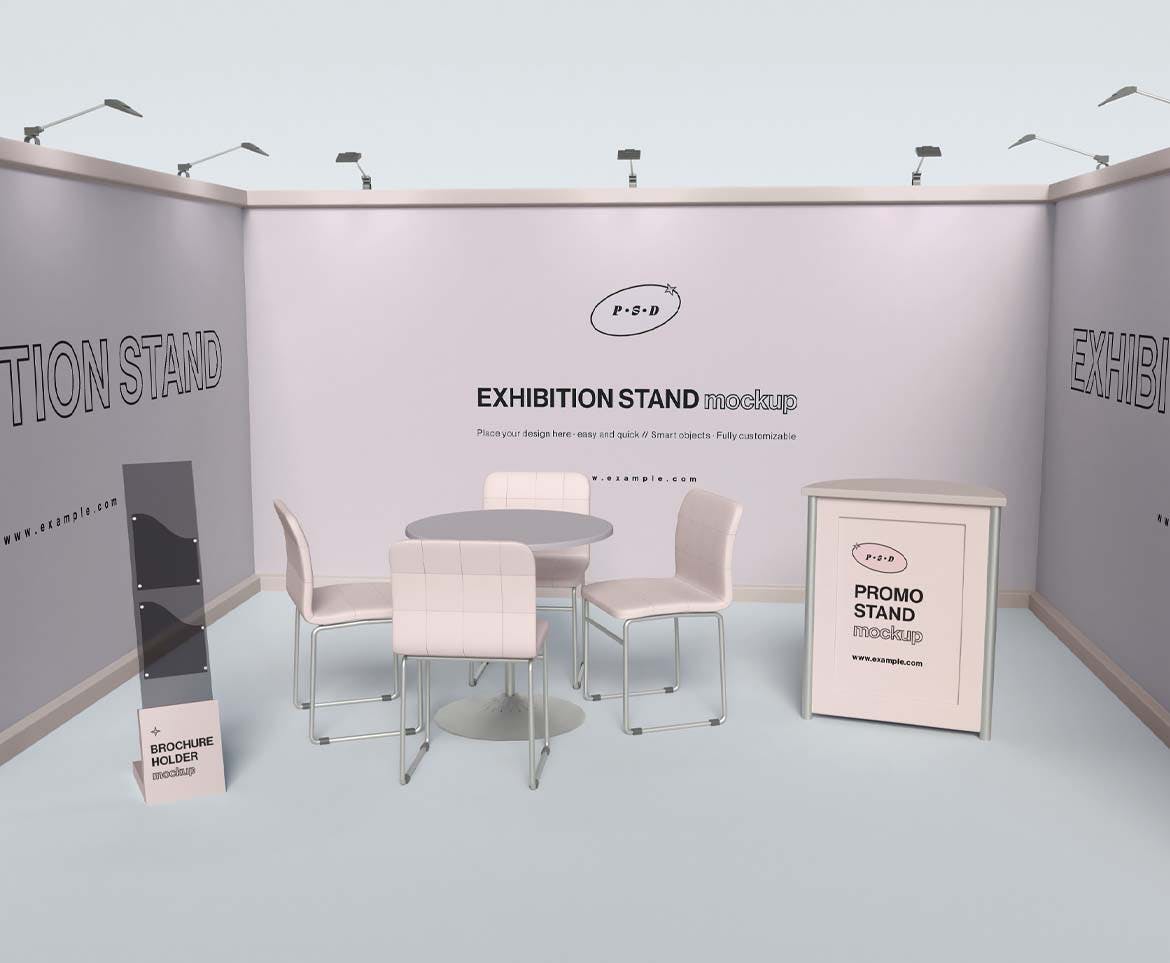 极致简约展厅全景样机PSD模板