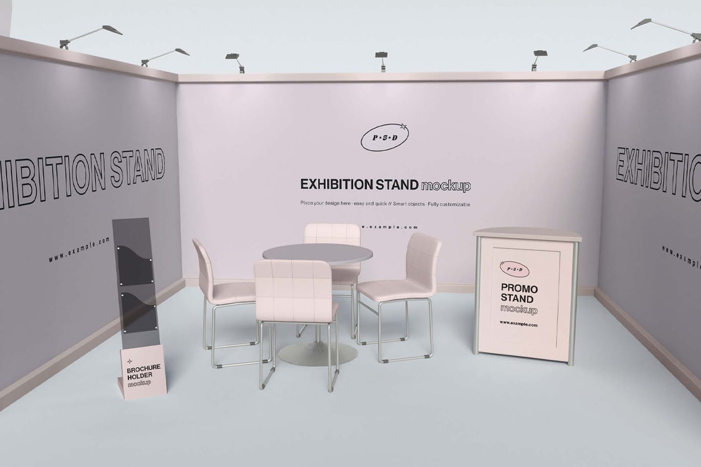 极致简约展厅全景样机PSD模板