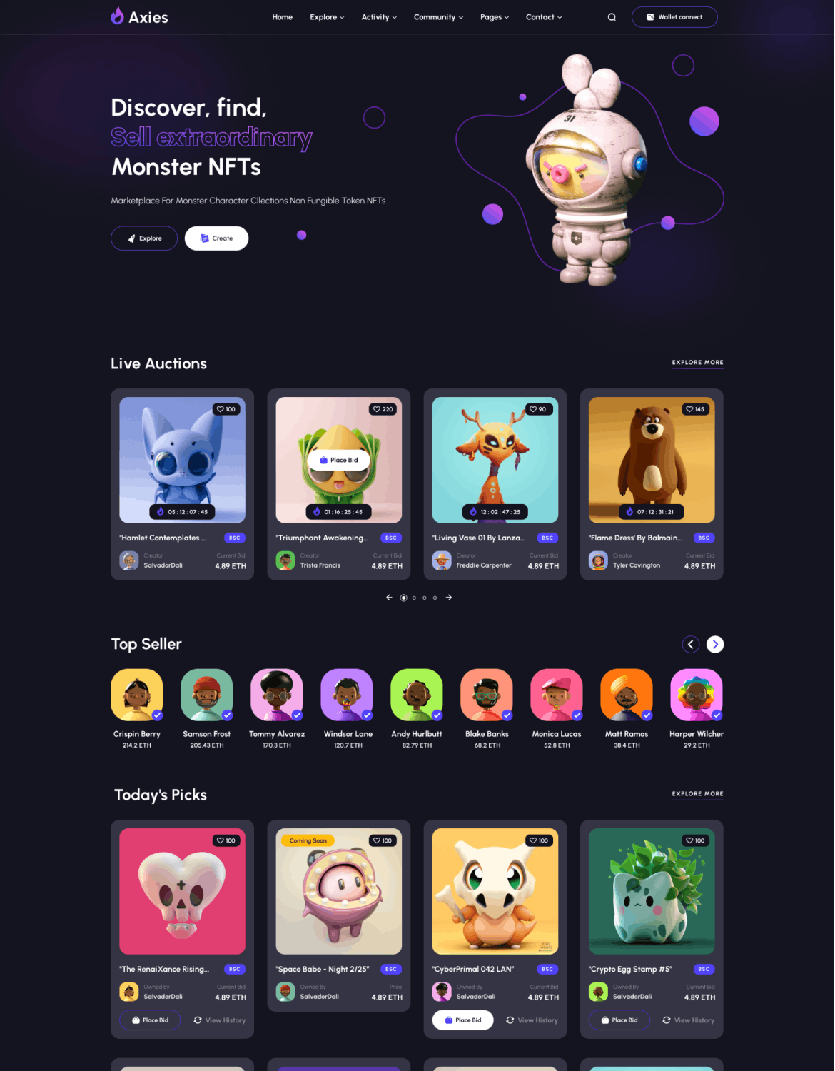 NFT 交易平台PC端响应式网页UI模板