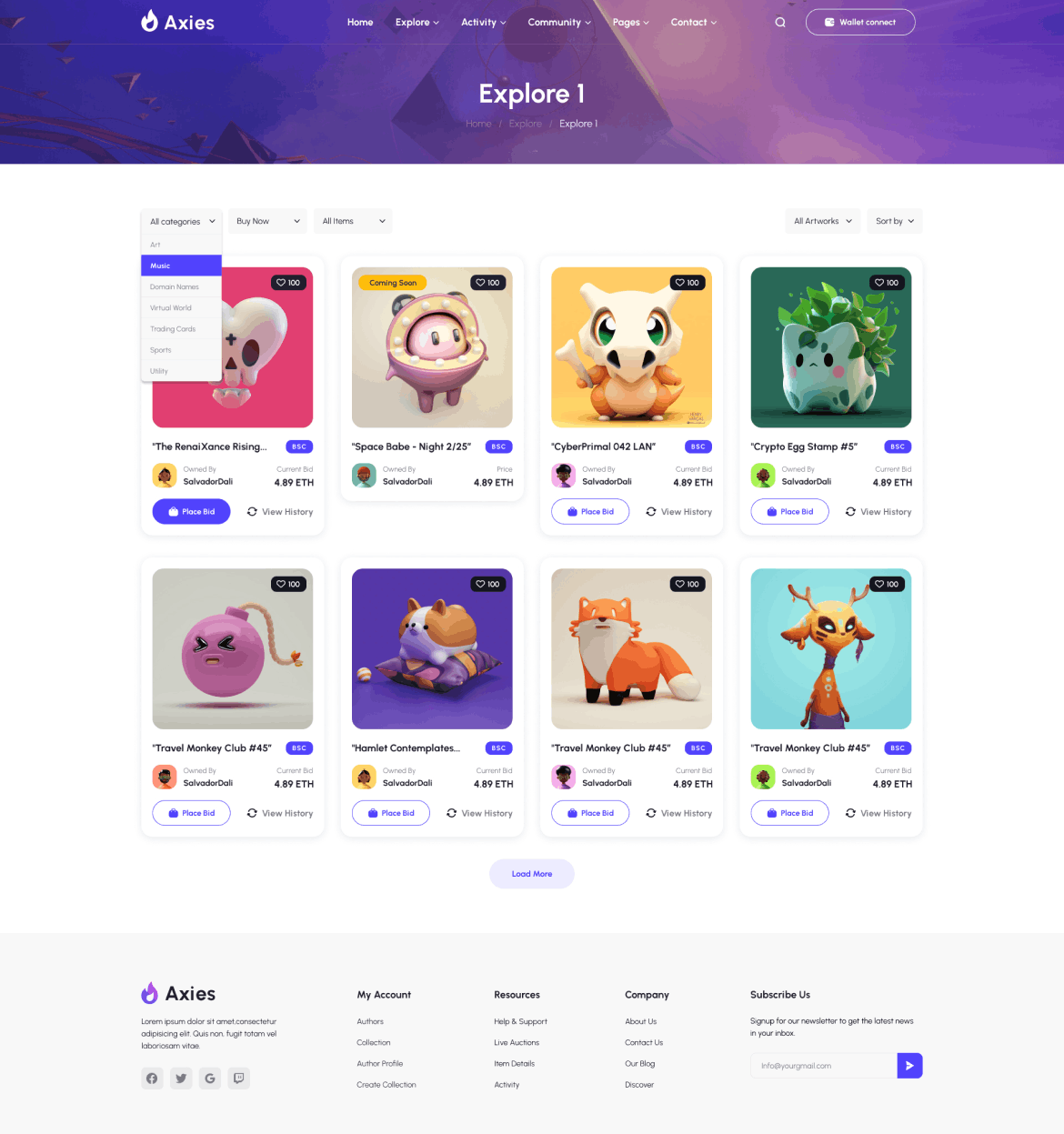 NFT 交易平台PC端响应式网页UI模板