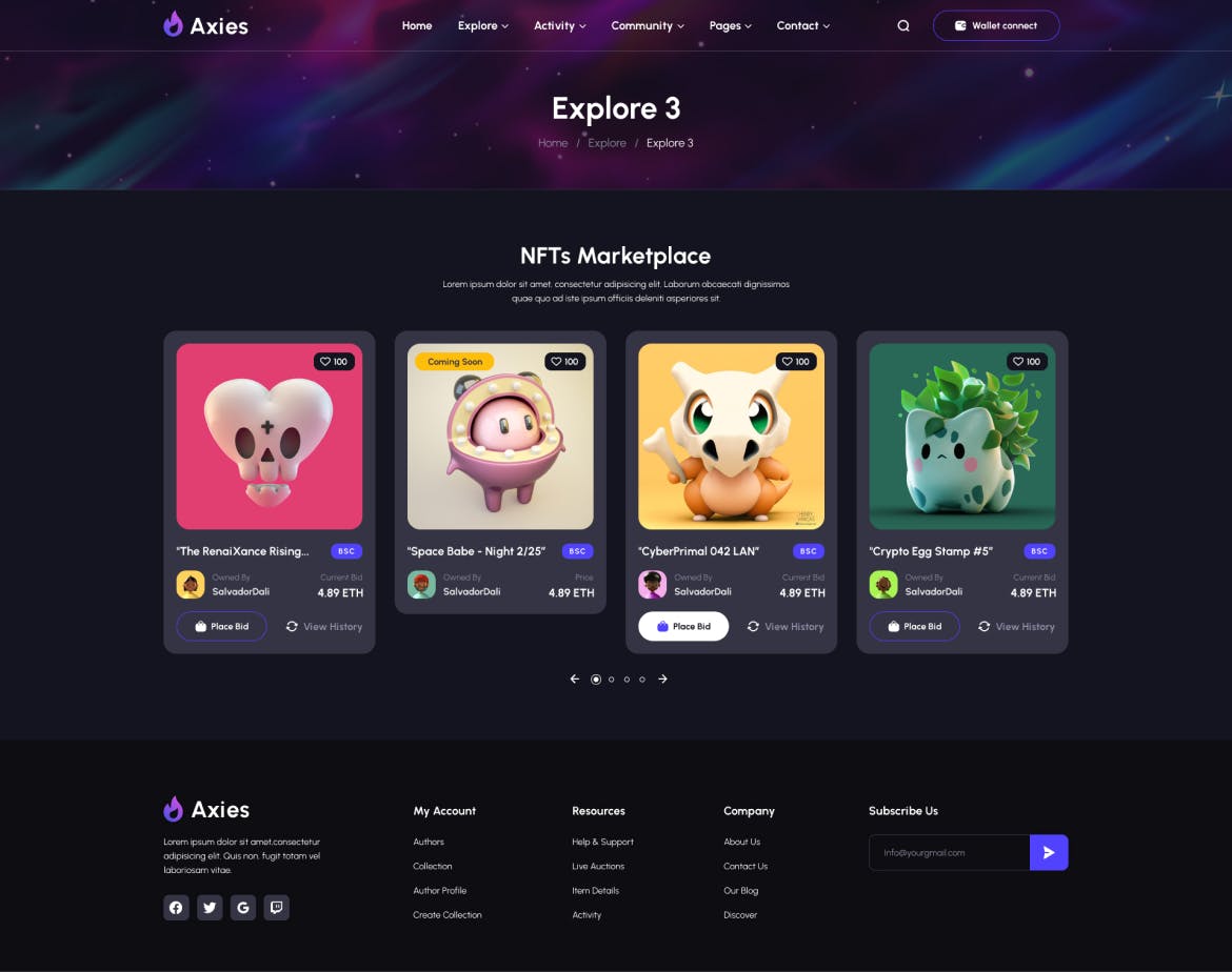 NFT 交易平台PC端响应式网页UI模板