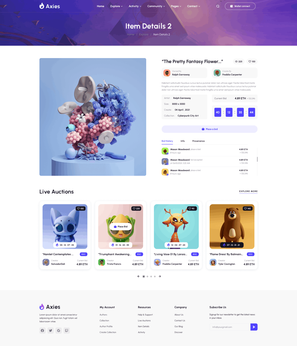 NFT 交易平台PC端响应式网页UI模板