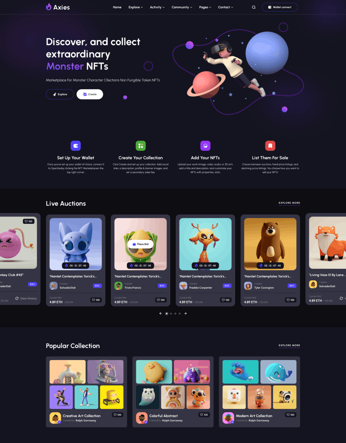 NFT 交易平台PC端响应式网页UI模板