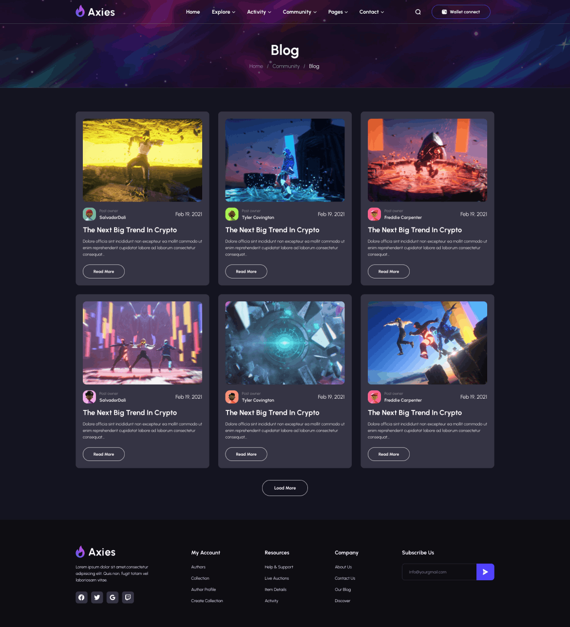 NFT 交易平台PC端响应式网页UI模板