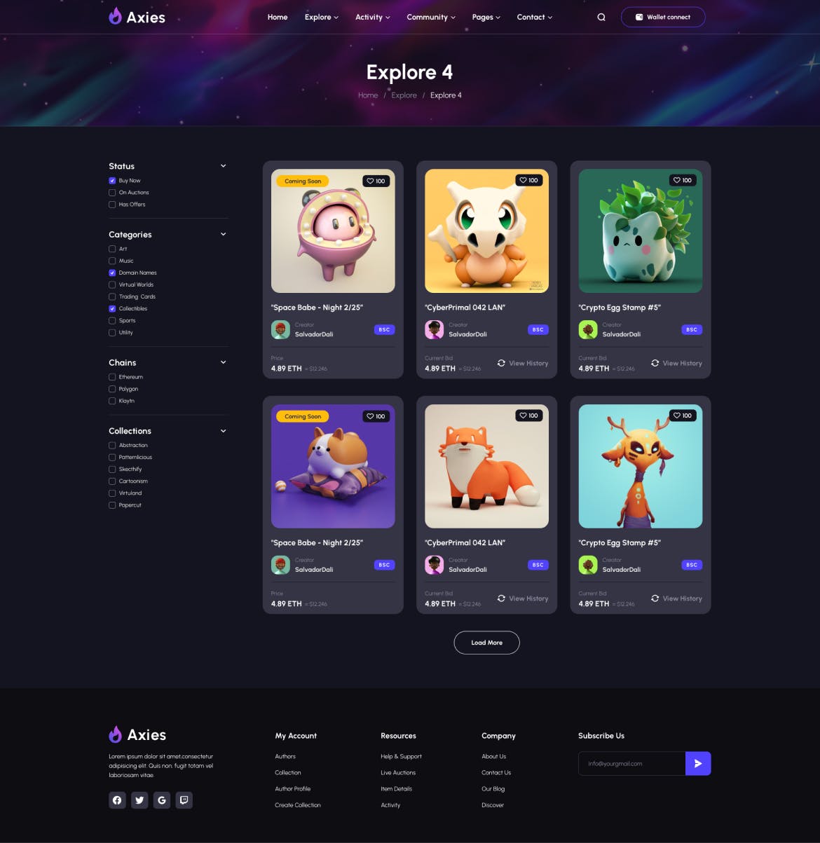 NFT 交易平台PC端响应式网页UI模板