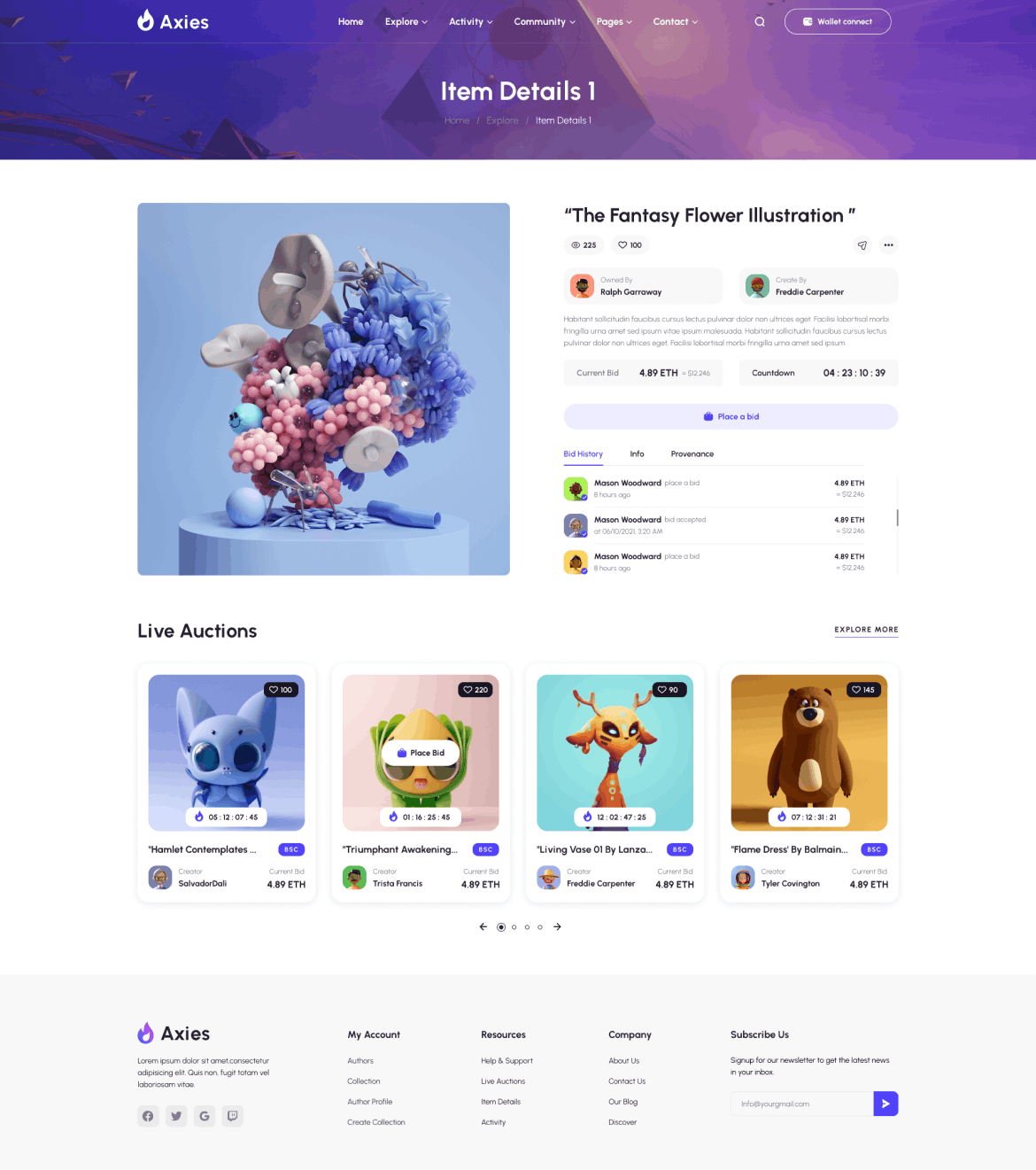NFT 交易平台PC端响应式网页UI模板
