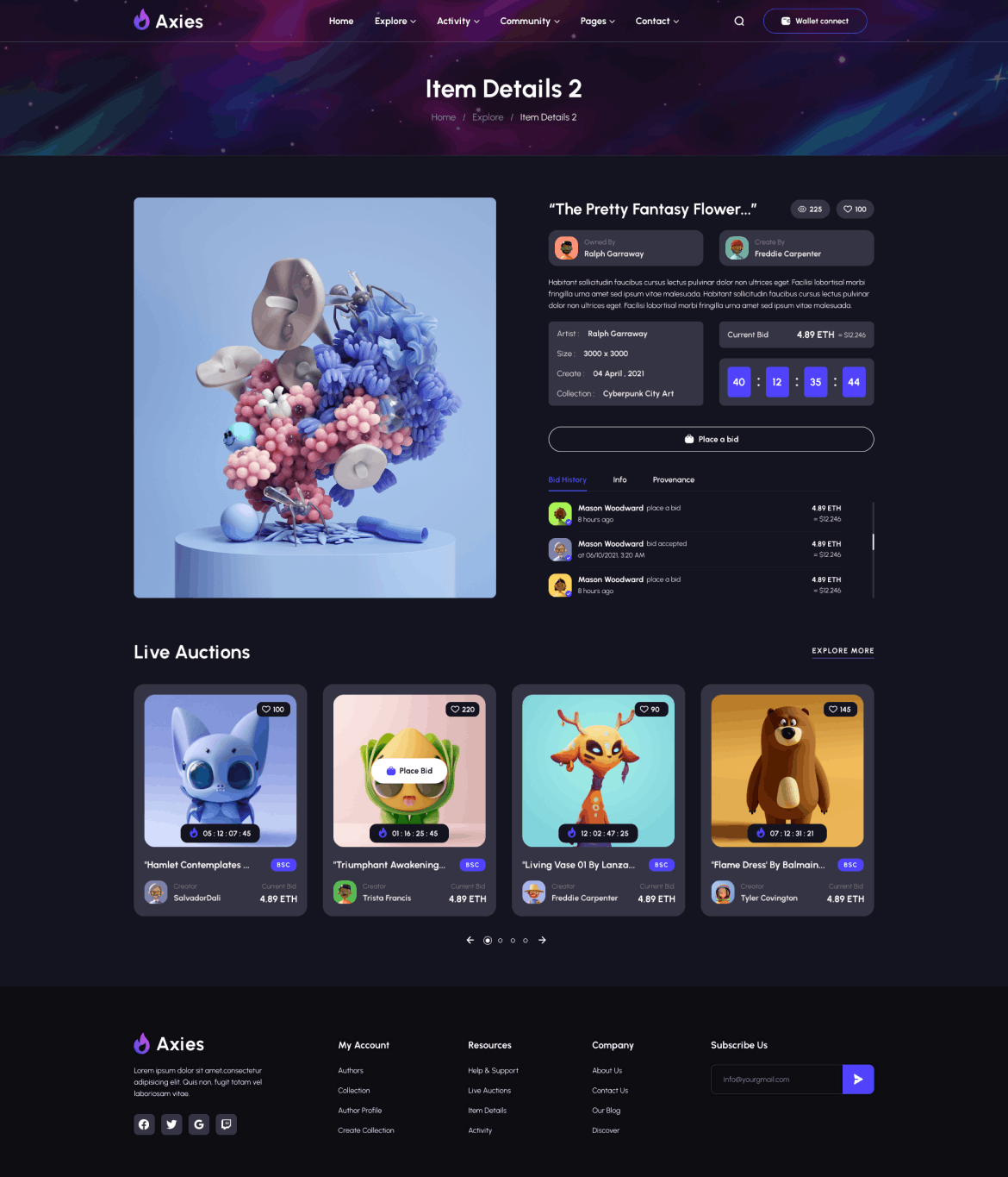 NFT 交易平台PC端响应式网页UI模板