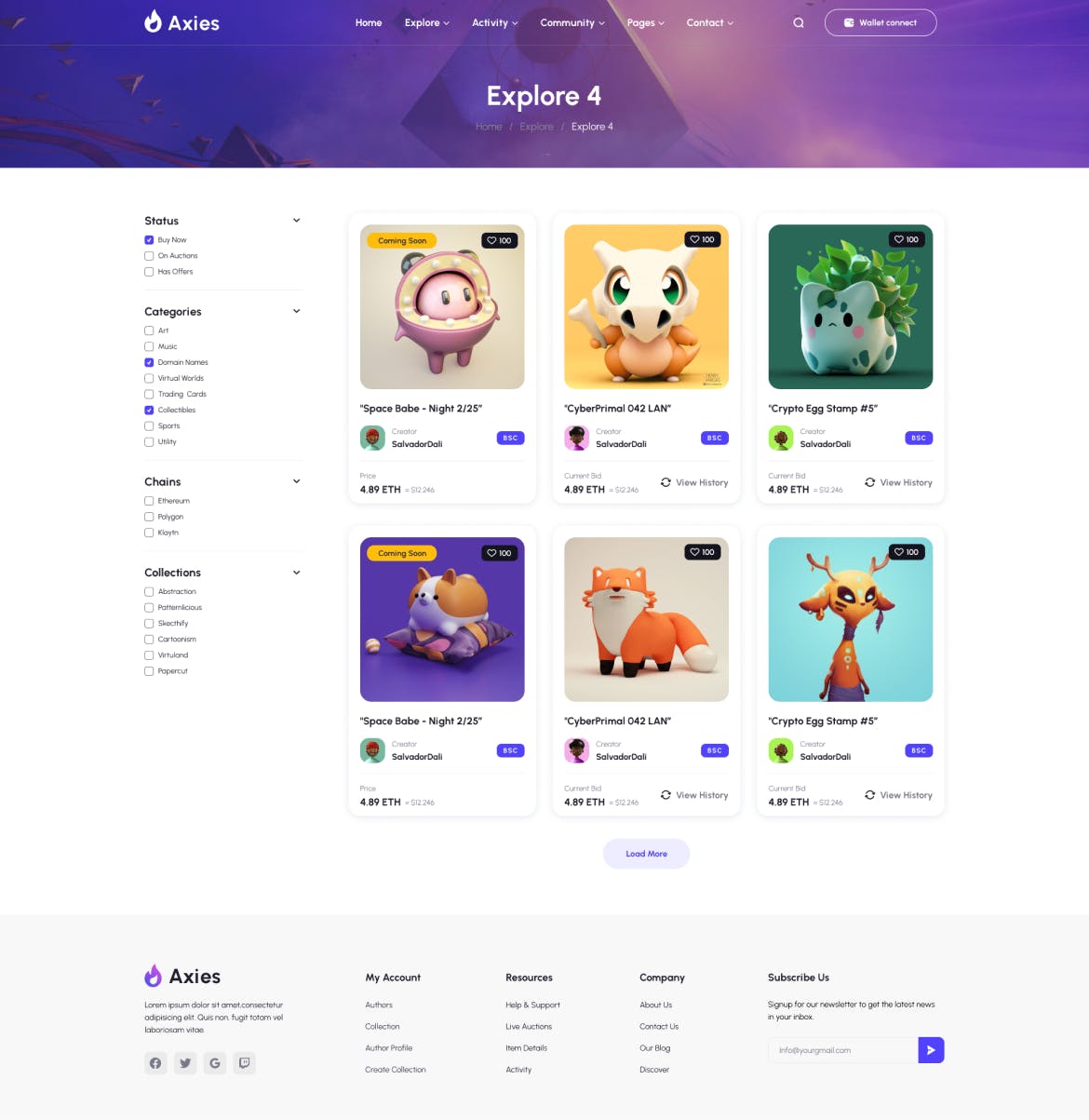 NFT 交易平台PC端响应式网页UI模板