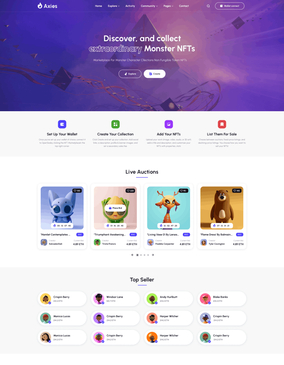 NFT 交易平台PC端响应式网页UI模板