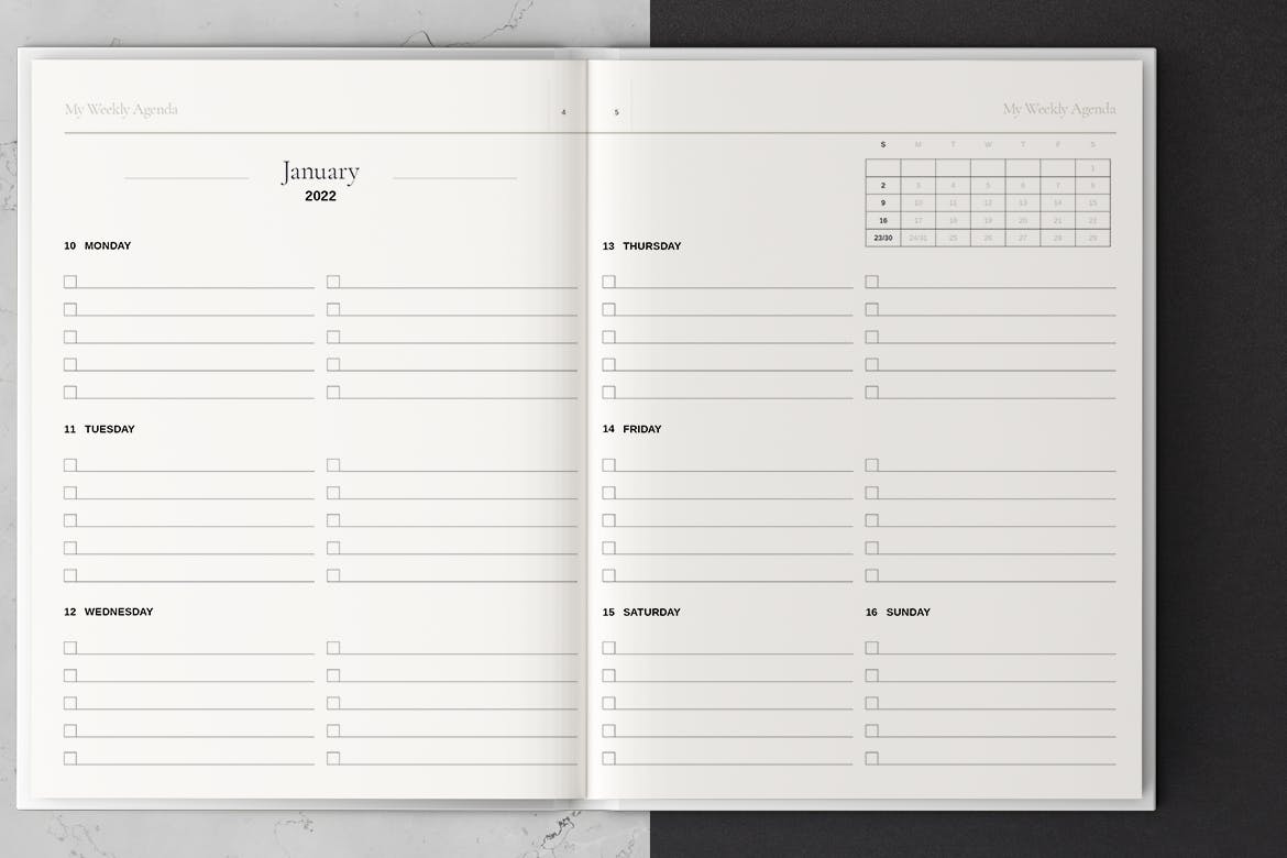 干净优雅新年日历台历每日计划表设计模板