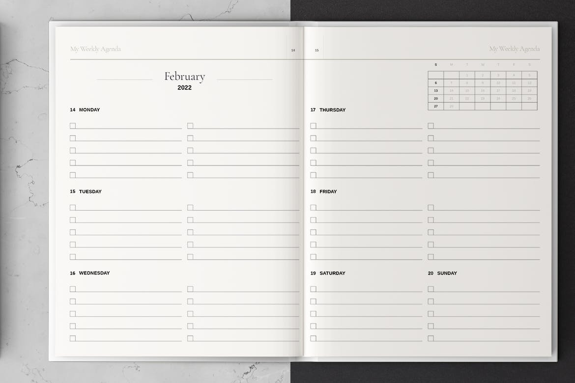 干净优雅新年日历台历每日计划表设计模板