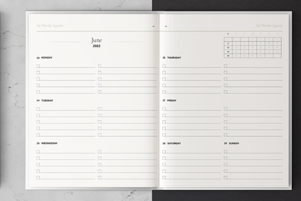 干净优雅新年日历台历每日计划表设计模板