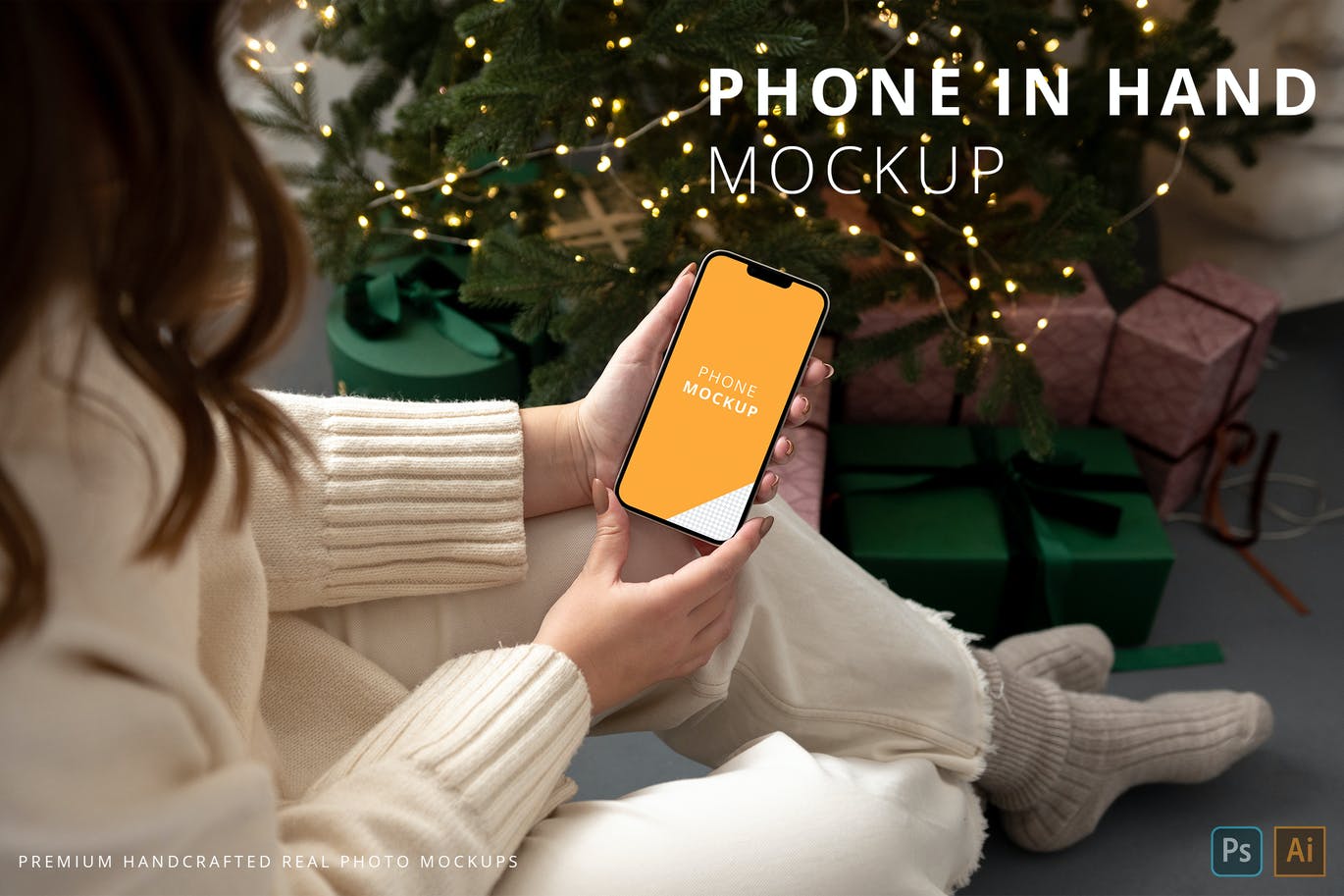 iPhone 13 Pro Max圣诞节主题样机素材