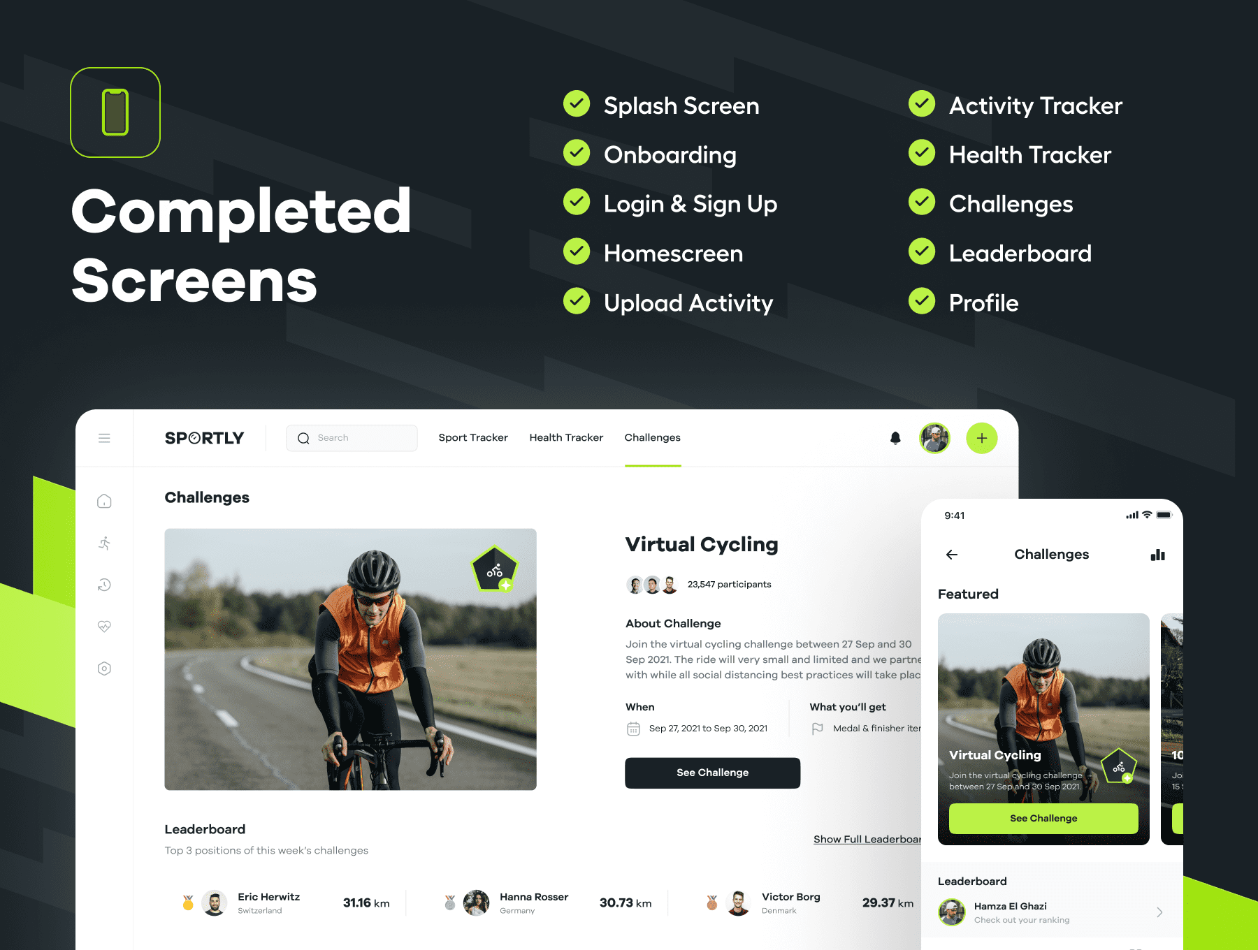 70个黑色高级运动健身行业WEB及APP UI界面素材包