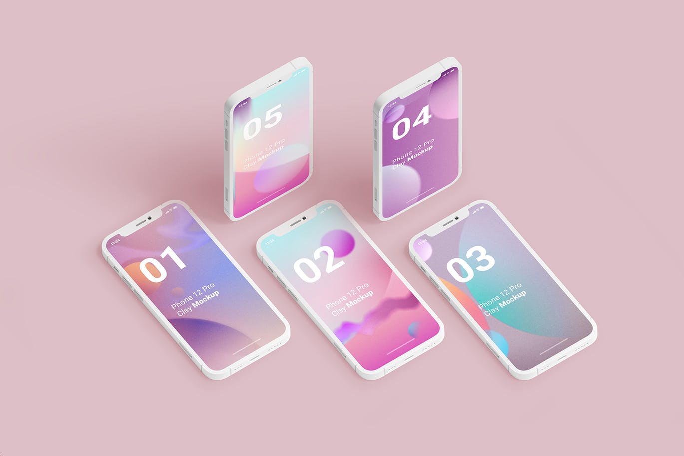 粉色背景高品质iPhone手机样机PSD模型素材