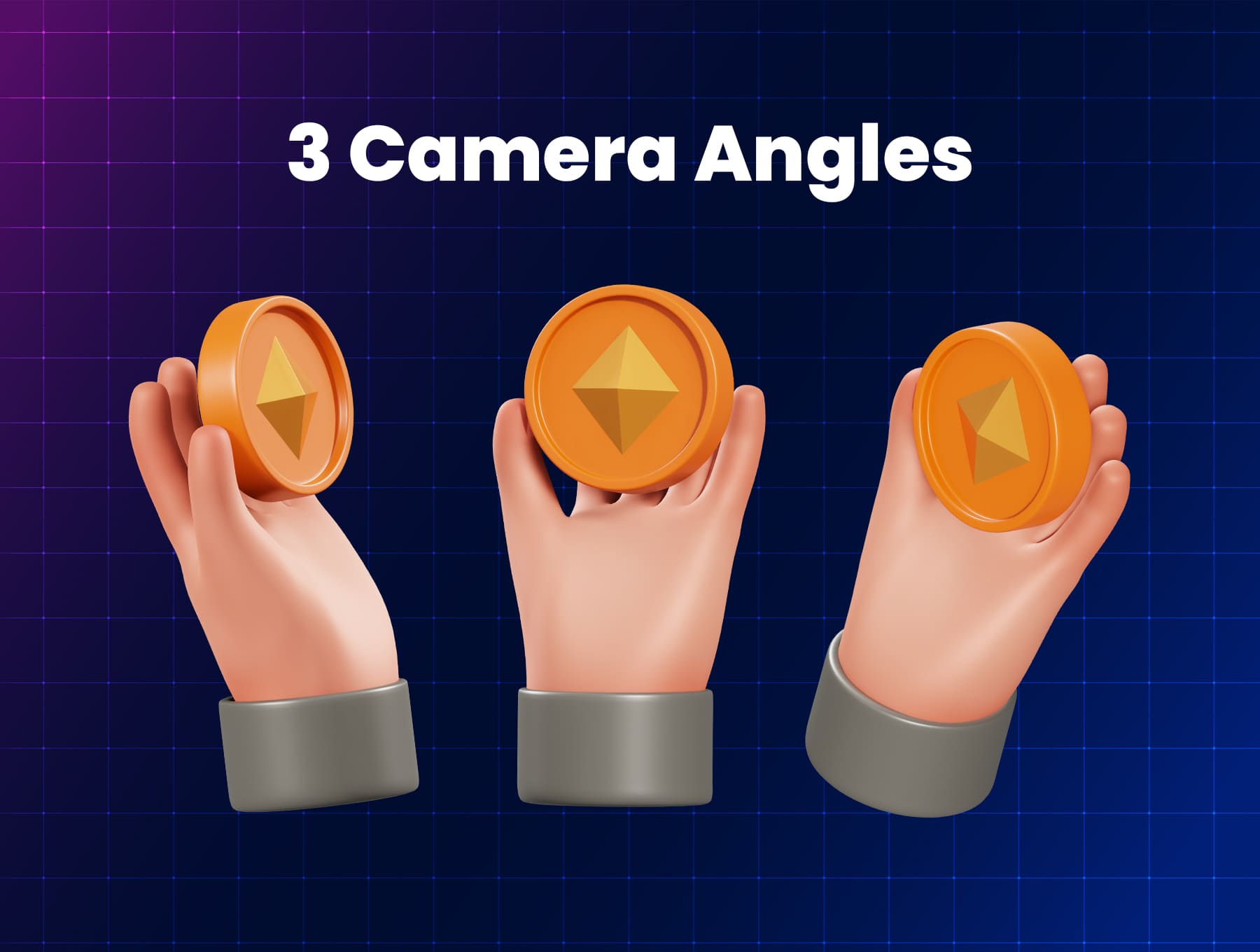 10个黑黄色复古风格3D图标素材包（Blender）