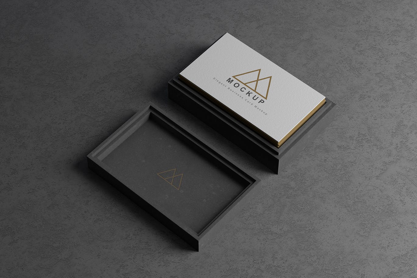 高端黑色带名片盒名片展示VI样机PSD素材
