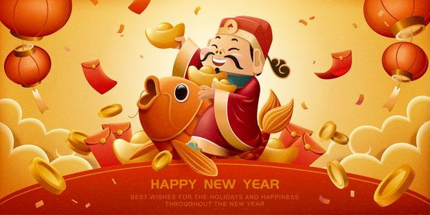 中国风元素财神幸运锦鲤新年设计EPS矢量素材