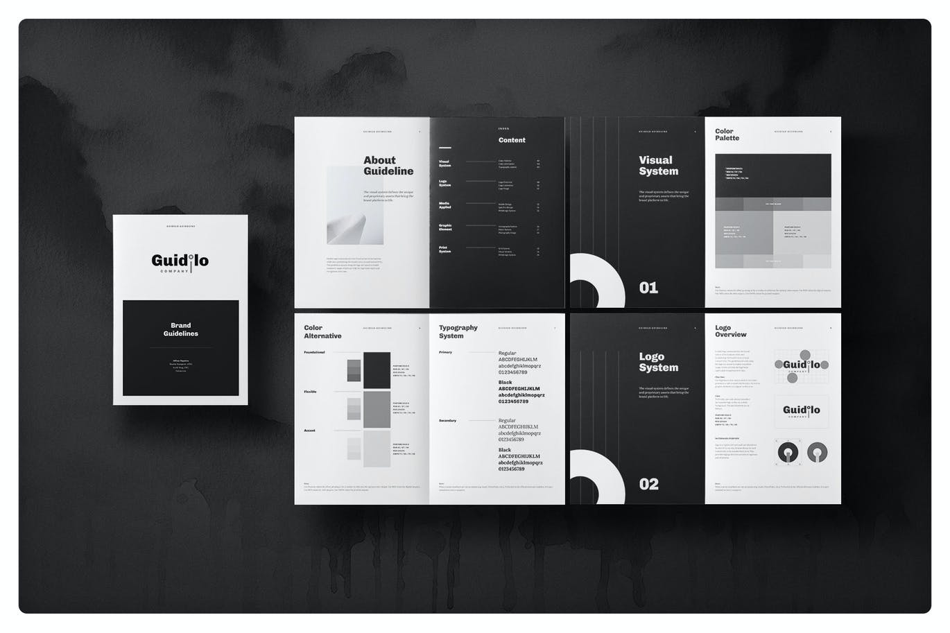 黑白商务稳重风格画册宣传册VI手册设计模板