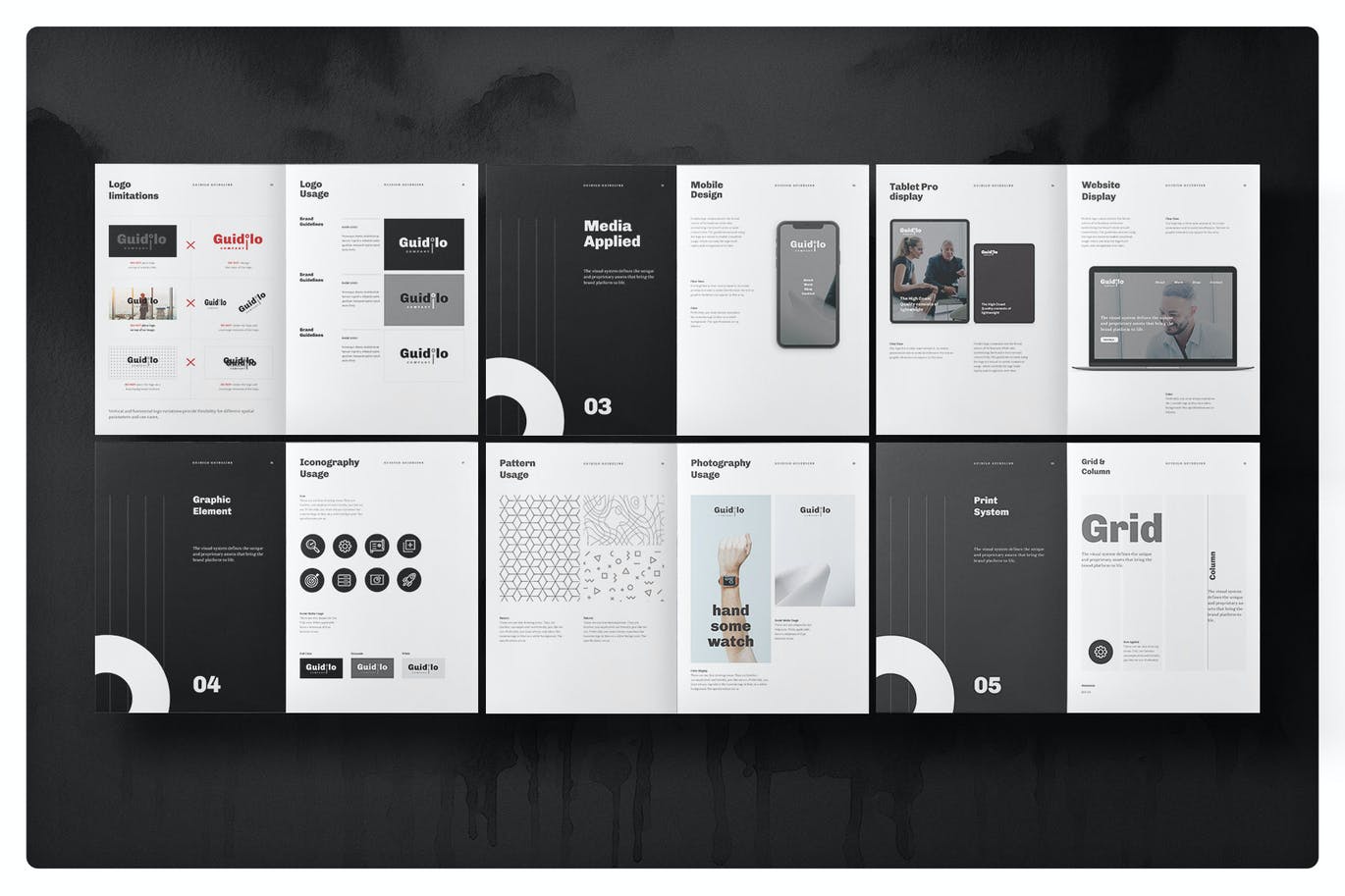 黑白商务稳重风格画册宣传册VI手册设计模板